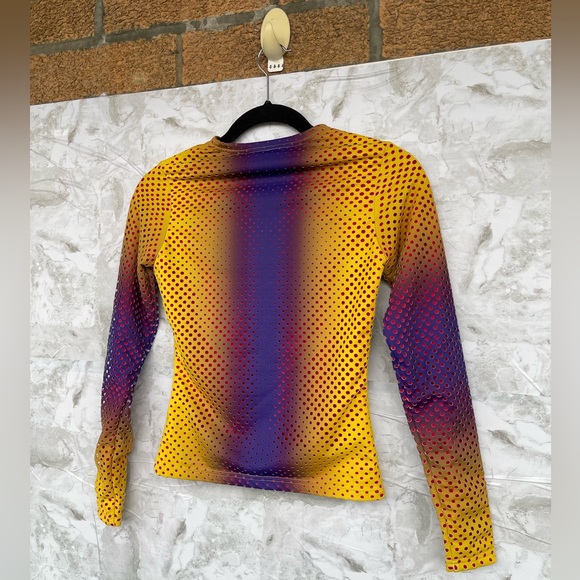 Sinead Gorey Purple & Yellow Laser-Cut Long Sleeve T-Shirt  size small - Picture 8 of 10